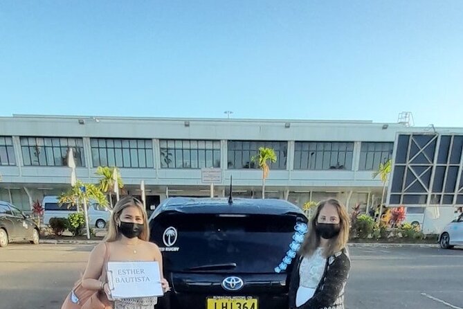 Private Transfer: Nadi Int Airport - Denarau Island Hotels - Your Driver and the Name Sign at Arrivals