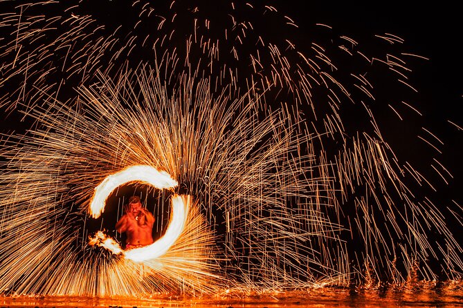 Sunset Cruise with Dinner and Fire Show - Hotel Pickup to Robinson Crusoe Island Jetty, Without the Headache